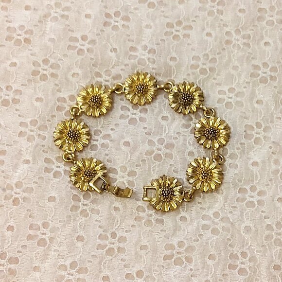 New Multi Sun Flower Links Gold Tone Bracelet Women's Jewelry Gifts - Picture 3 of 7